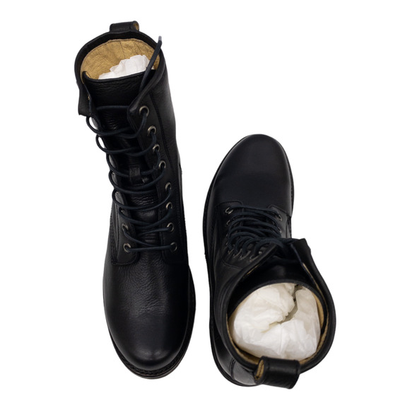 Frye Black Veronica Leather Lace Up Heeled Combat Boots 6.5 - Picture 6 of 12